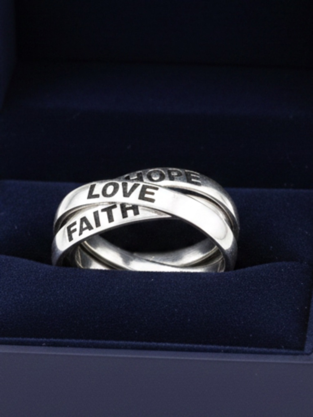 Womens Sterling Silver‎ .925 Triple Band Hope Love Faith Ring